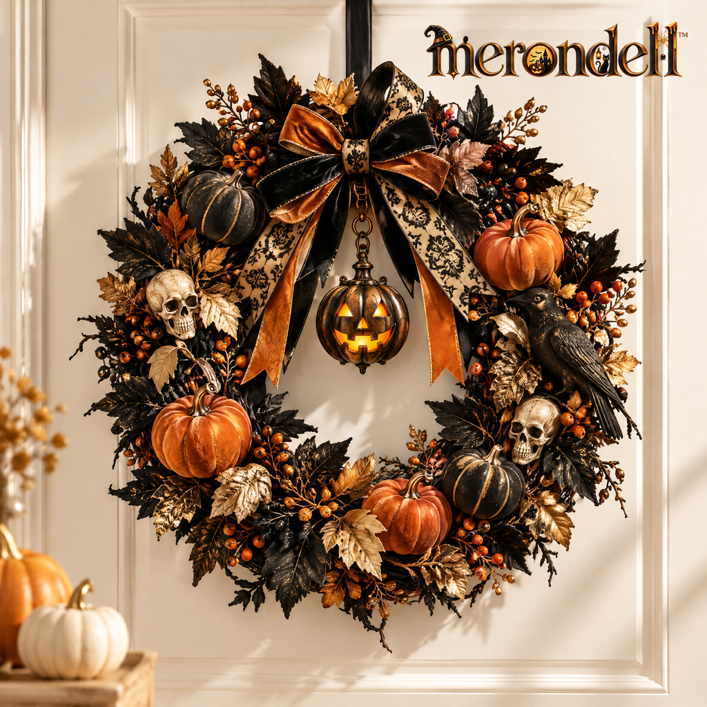 Merondell™ Gothic Pumpkin Halloween Wreath