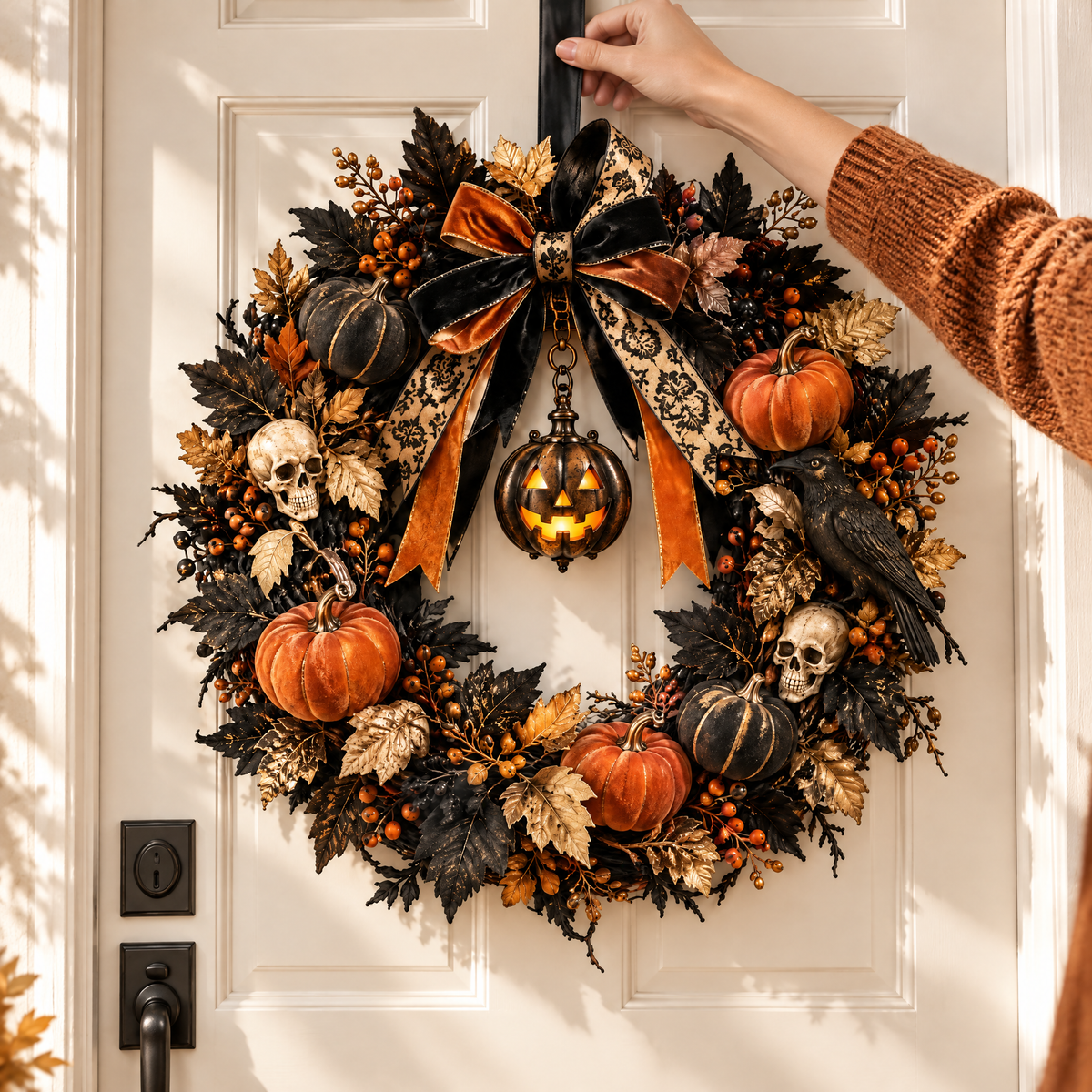 Merondell™ Gothic Pumpkin Halloween Wreath