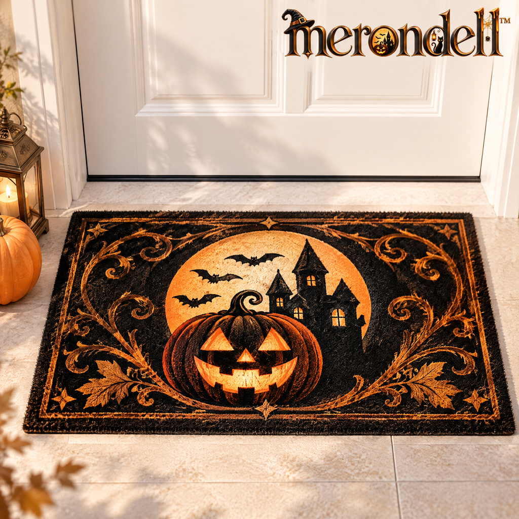 Merondell™ Haunted Pumpkin Halloween Doormat