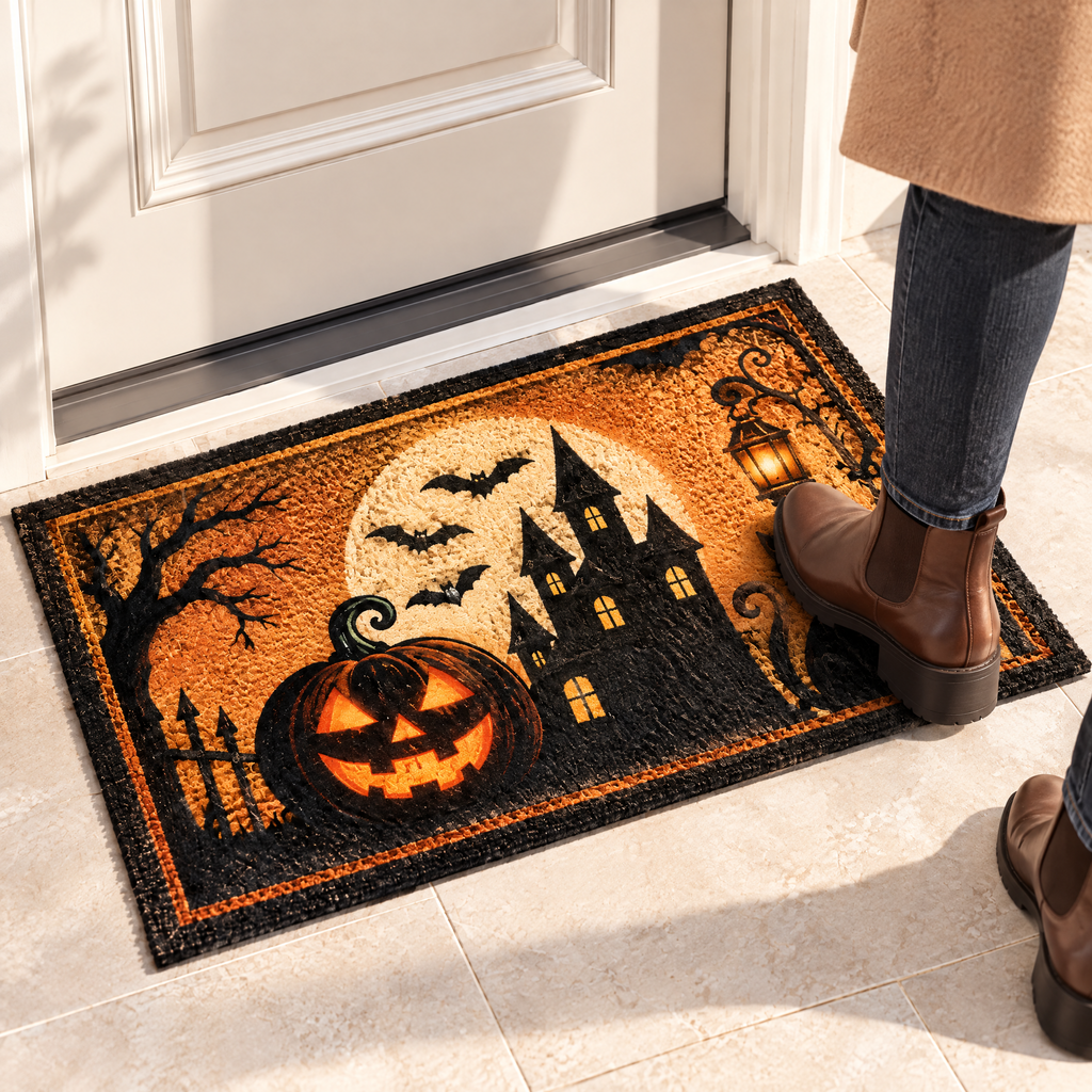Merondell™ Haunted Pumpkin Halloween Doormat