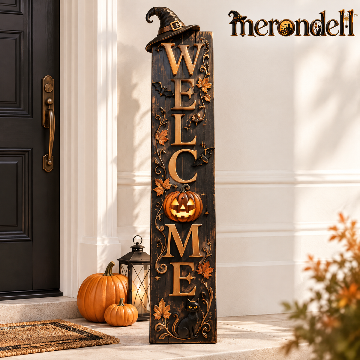 Merondell™ Rustic Halloween Welcome Porch Sign