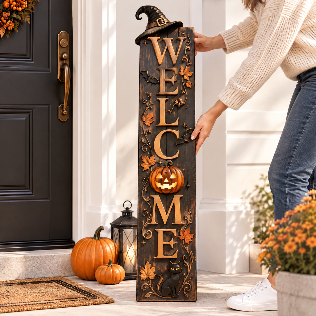Merondell™ Rustic Halloween Welcome Porch Sign