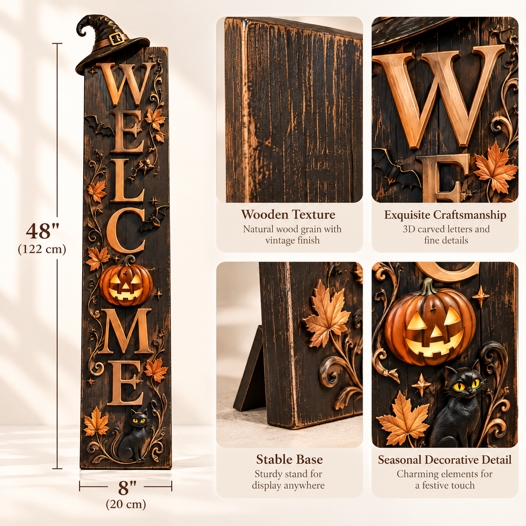 Merondell™ Rustic Halloween Welcome Porch Sign