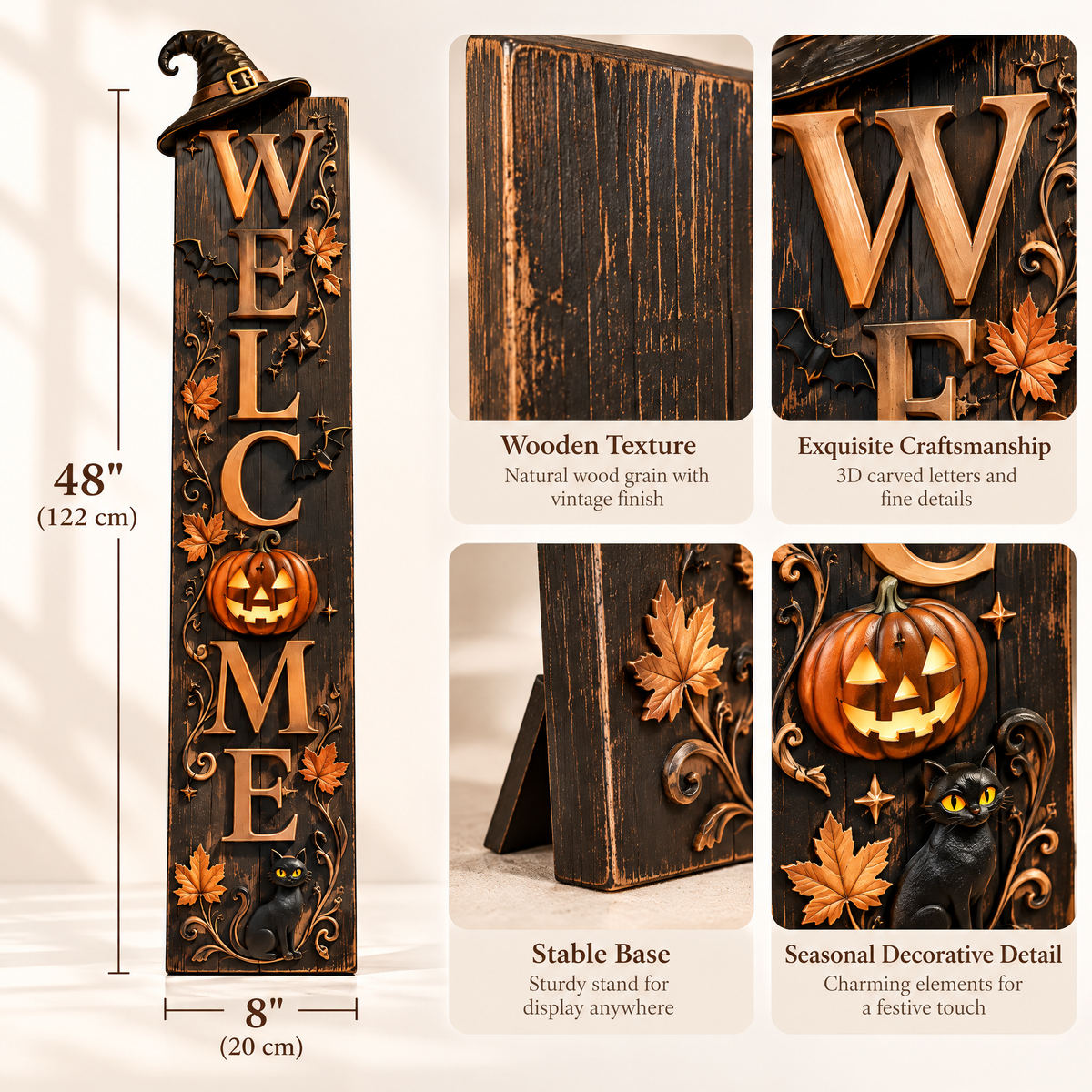 Merondell™ Rustic Halloween Welcome Porch Sign