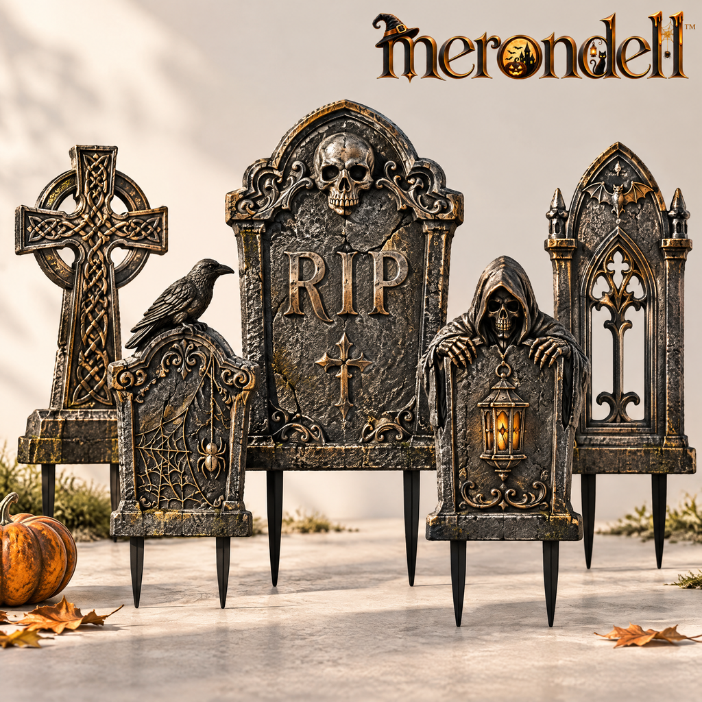 Merondell™ Gothic Graveyard Tombstone Yard Stakes