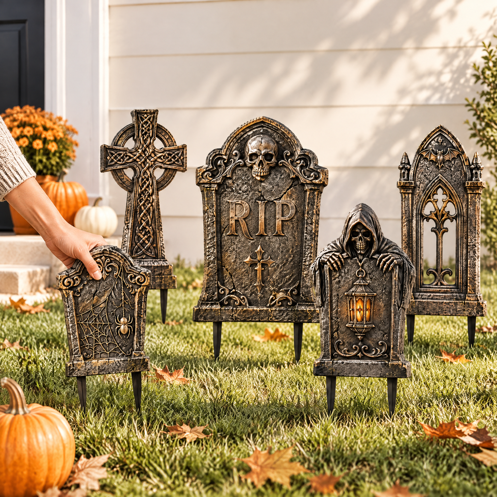Merondell™ Gothic Graveyard Tombstone Yard Stakes