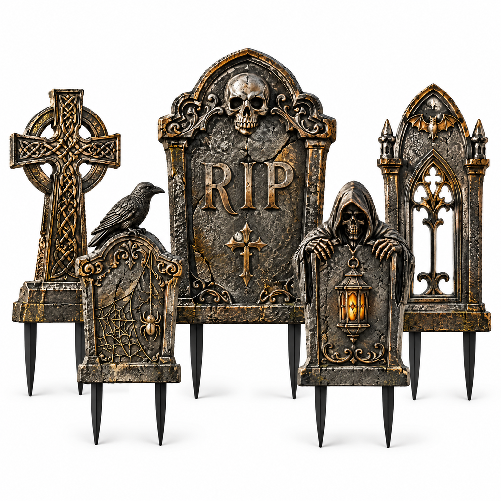 Merondell™ Gothic Graveyard Tombstone Yard Stakes