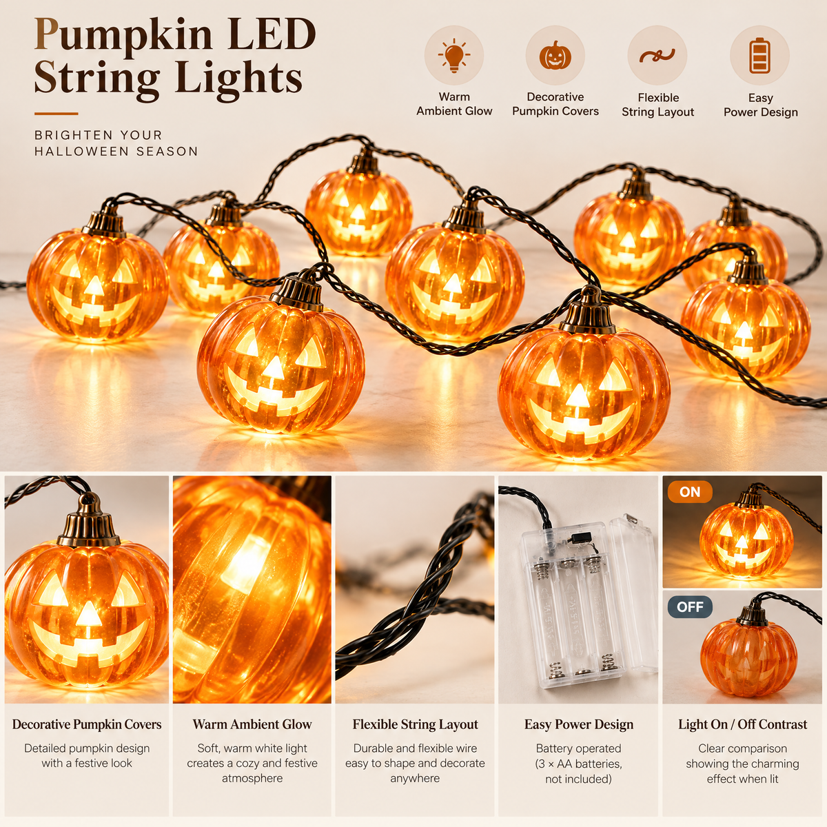 Merondell™ Glowing Jack-O'-Lantern String Lights