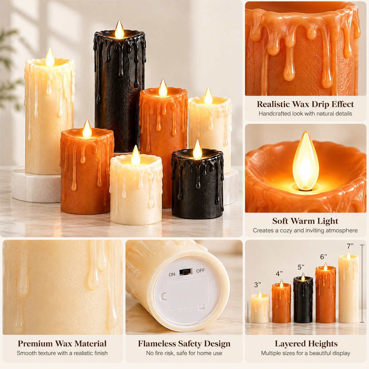 Merondell™ Dripping Wax Halloween Flameless Candles