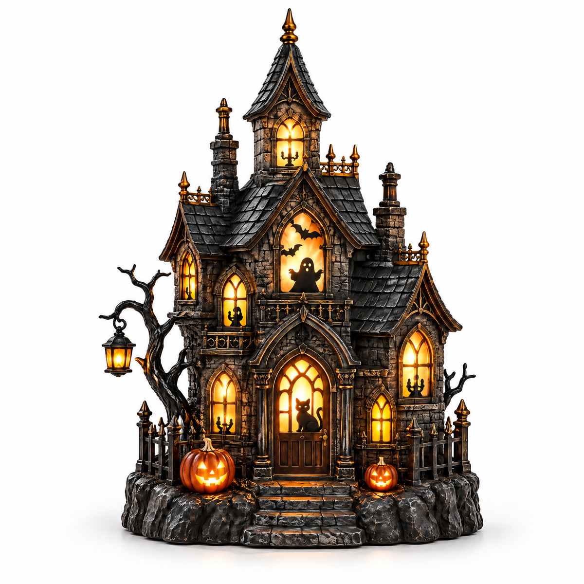 Merondell™ Lighted Gothic Haunted House Decoration
