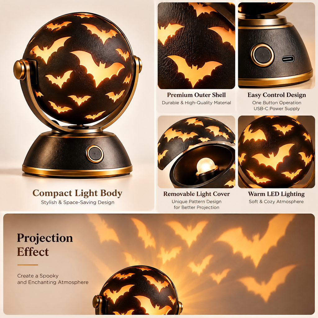 Merondell™ Bat Shadow Halloween Projection Lamp