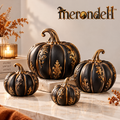 Merondell™ Ornate Black & Gold Pumpkin Set