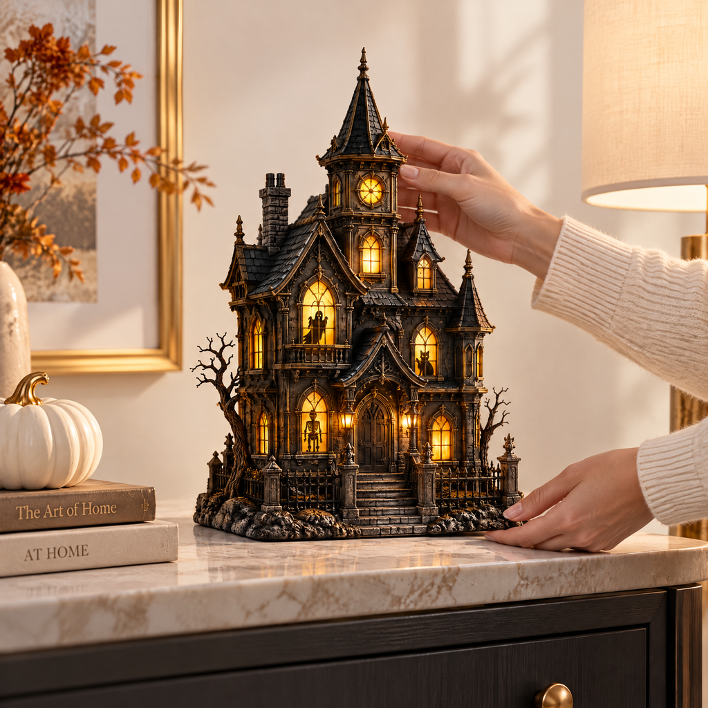 Merondell™ Illuminated Gothic Clock Tower Haunted House