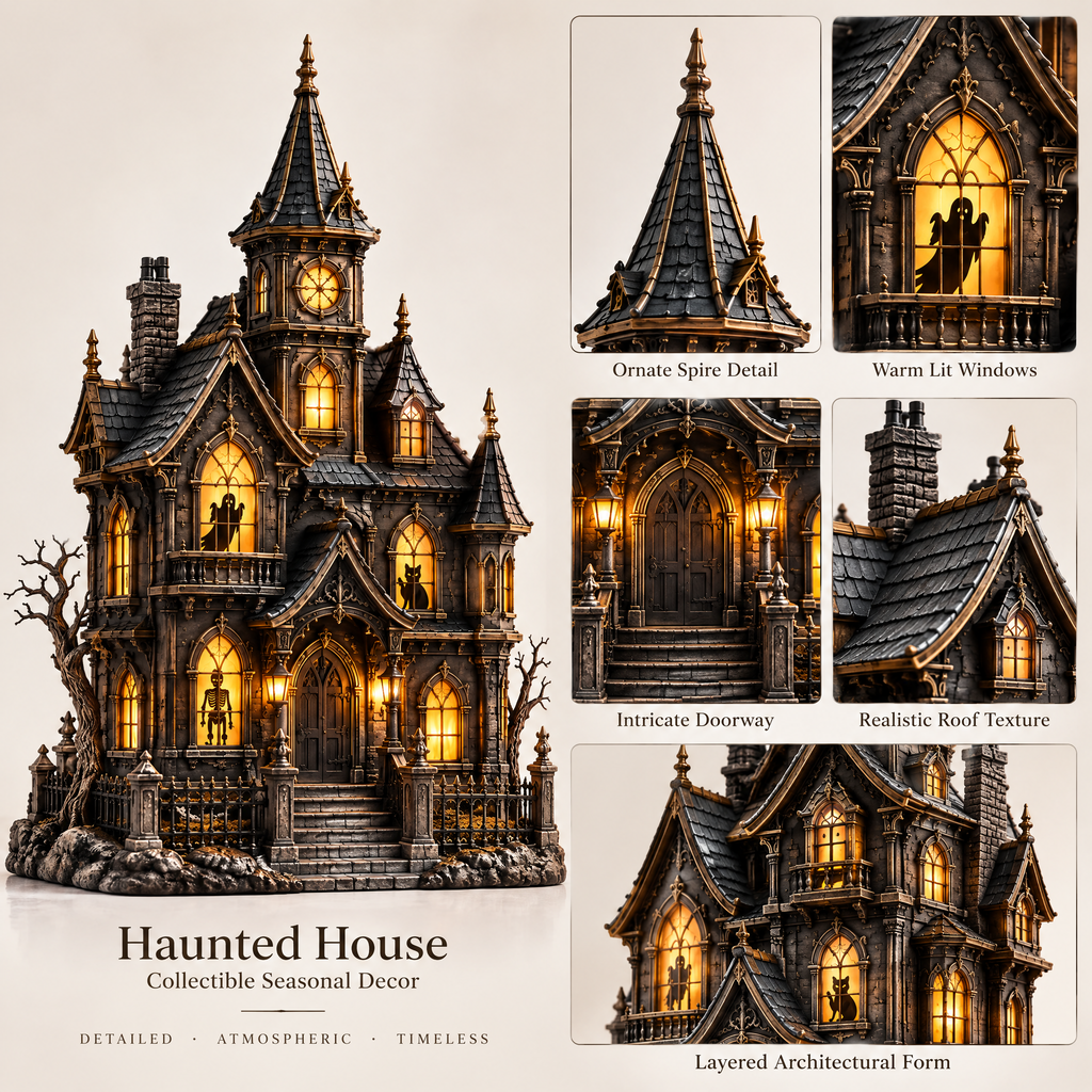Merondell™ Illuminated Gothic Clock Tower Haunted House