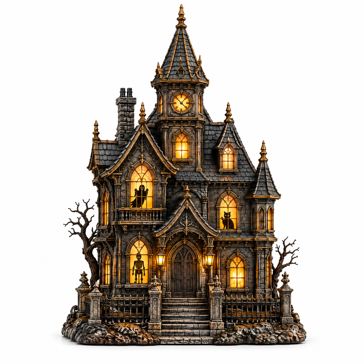 Merondell™ Illuminated Gothic Clock Tower Haunted House
