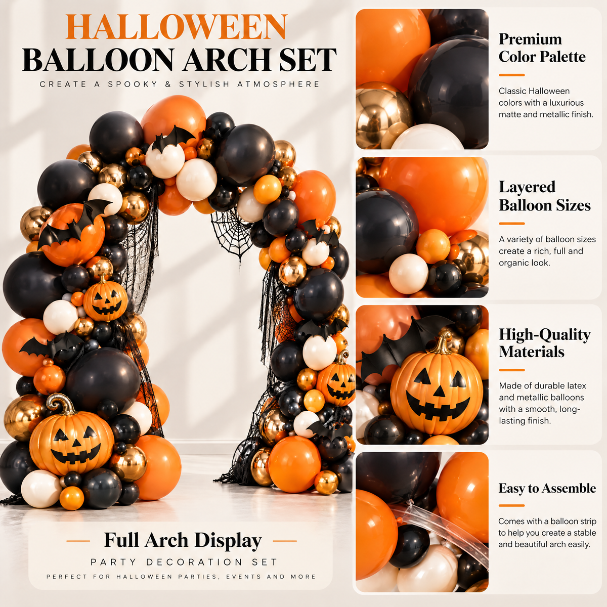 Merondell™ Halloween Pumpkin Balloon Arch Kit