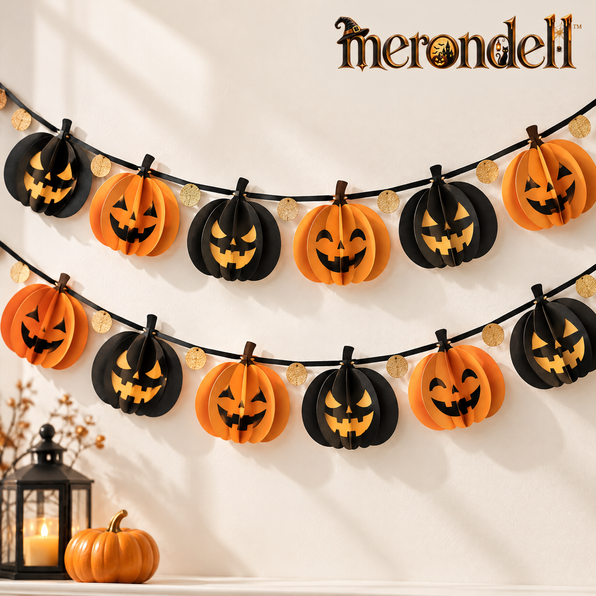 Merondell™ 3D Jack-O'-Lantern Halloween Garland