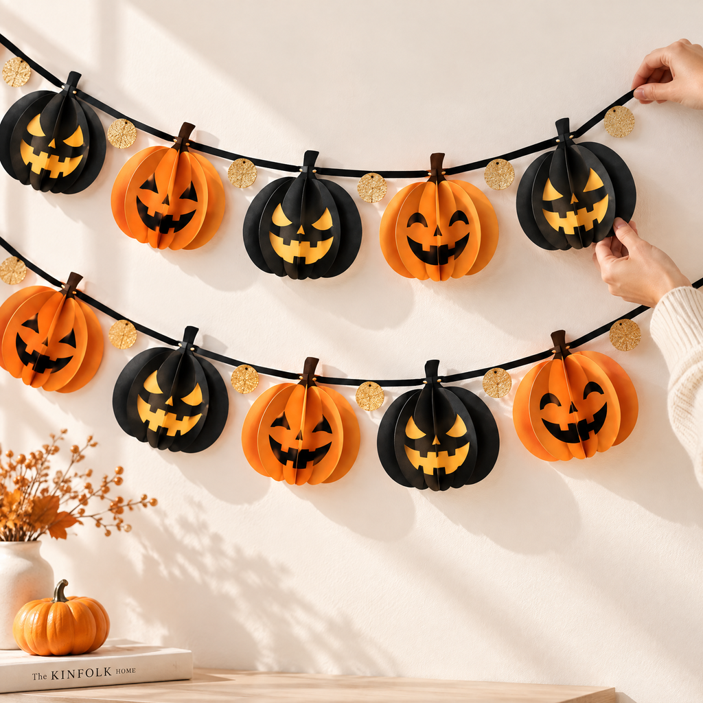 Merondell™ 3D Jack-O'-Lantern Halloween Garland