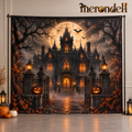 Merondell™ Moonlit Haunted Mansion Halloween Backdrop